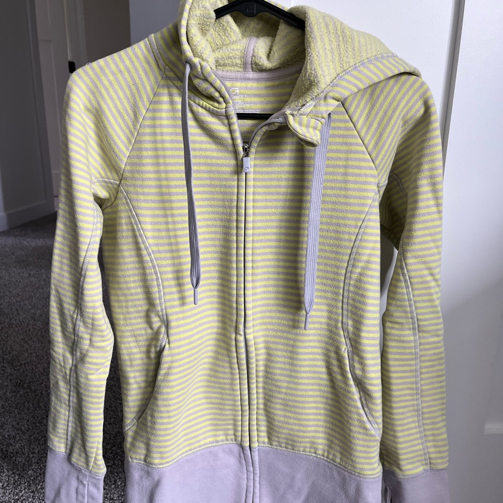 GAP Yellow and Gray Striped Hoodie